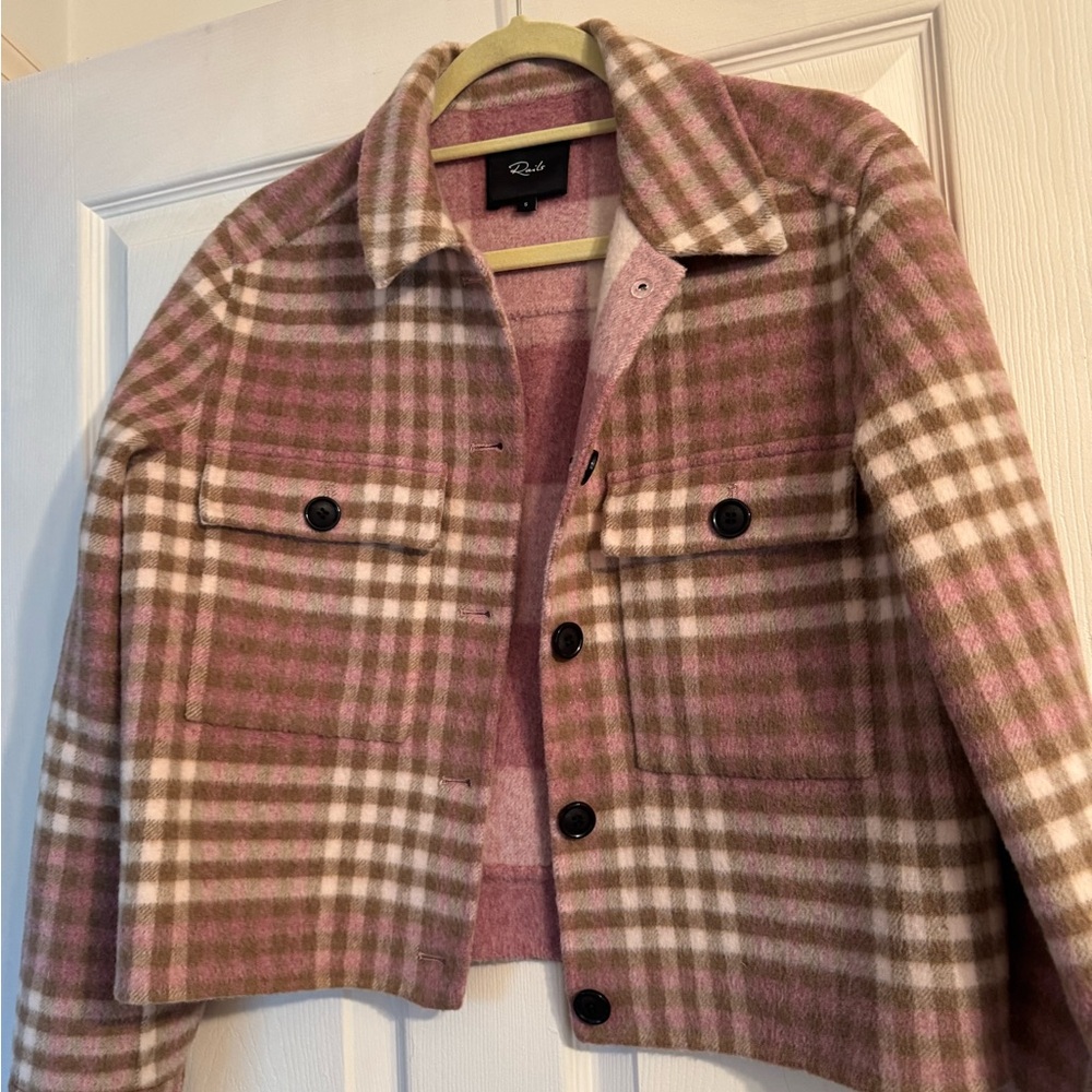 Rails Plaid Pink and Cream Teddy Jacket